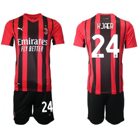 Billiga Fotbollströjor AC Milan Simon Kjaer 24 Barn Hemma tröja 2021/22 Kortärmad